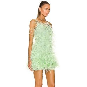 Cult Gaia Zariah Green Feather mini dress